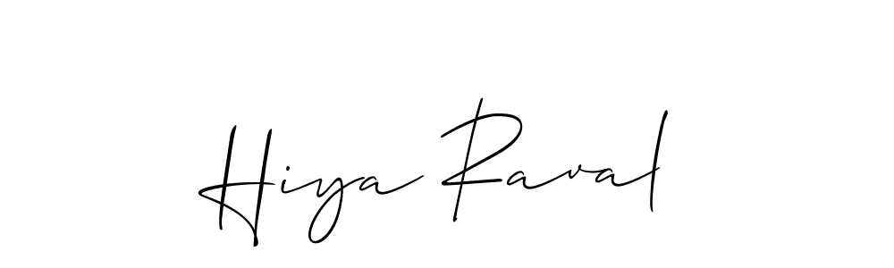 Create a beautiful signature design for name Hiya Raval. With this signature (Allison_Script) fonts, you can make a handwritten signature for free. Hiya Raval signature style 2 images and pictures png