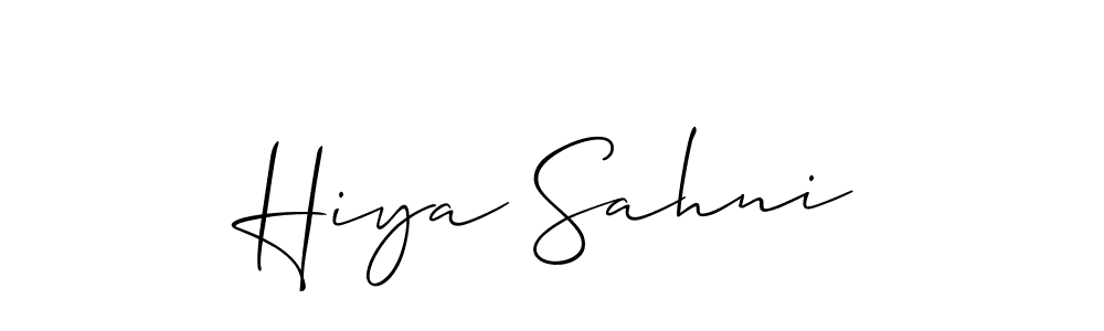 How to Draw Hiya Sahni signature style? Allison_Script is a latest design signature styles for name Hiya Sahni. Hiya Sahni signature style 2 images and pictures png