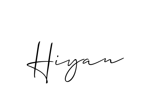 if you are searching for the best signature style for your name Hiyan. so please give up your signature search. here we have designed multiple signature styles  using Allison_Script. Hiyan signature style 2 images and pictures png