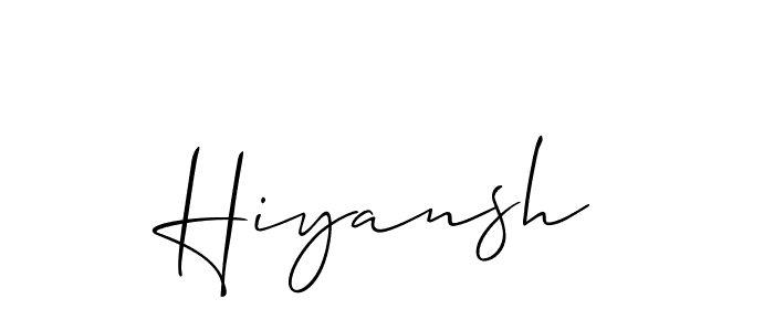 Similarly Allison_Script is the best handwritten signature design. Signature creator online .You can use it as an online autograph creator for name Hiyansh. Hiyansh signature style 2 images and pictures png