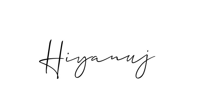 Similarly Allison_Script is the best handwritten signature design. Signature creator online .You can use it as an online autograph creator for name Hiyanuj. Hiyanuj signature style 2 images and pictures png