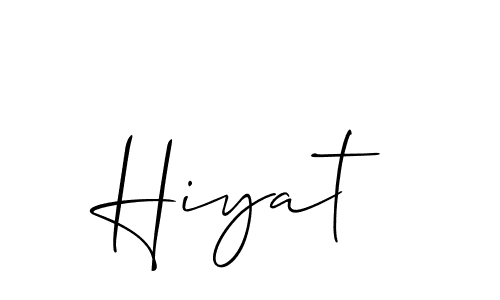 The best way (Allison_Script) to make a short signature is to pick only two or three words in your name. The name Hiyat include a total of six letters. For converting this name. Hiyat signature style 2 images and pictures png