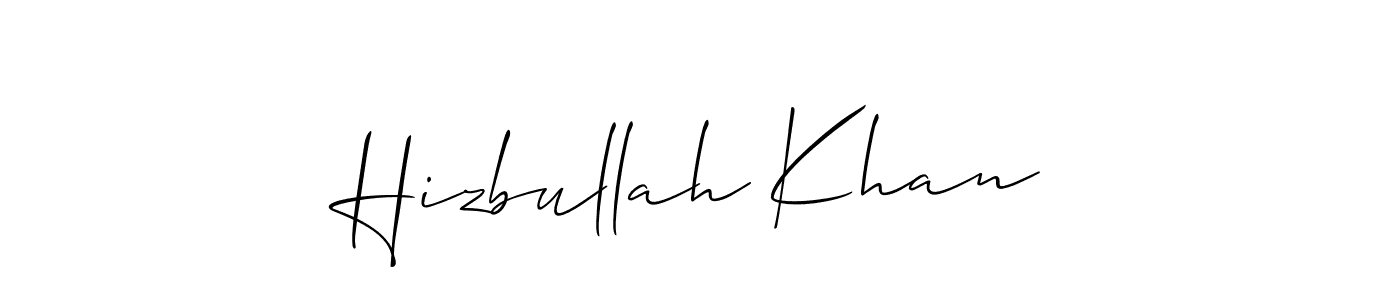 How to make Hizbullah Khan name signature. Use Allison_Script style for creating short signs online. This is the latest handwritten sign. Hizbullah Khan signature style 2 images and pictures png