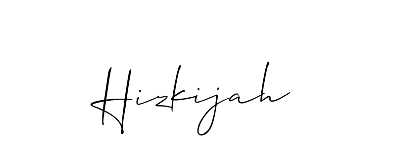 Design your own signature with our free online signature maker. With this signature software, you can create a handwritten (Allison_Script) signature for name Hizkijah. Hizkijah signature style 2 images and pictures png