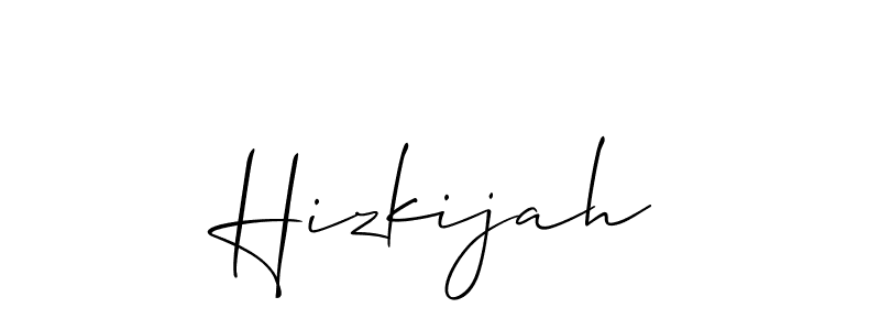 Design your own signature with our free online signature maker. With this signature software, you can create a handwritten (Allison_Script) signature for name Hizkijah. Hizkijah signature style 2 images and pictures png