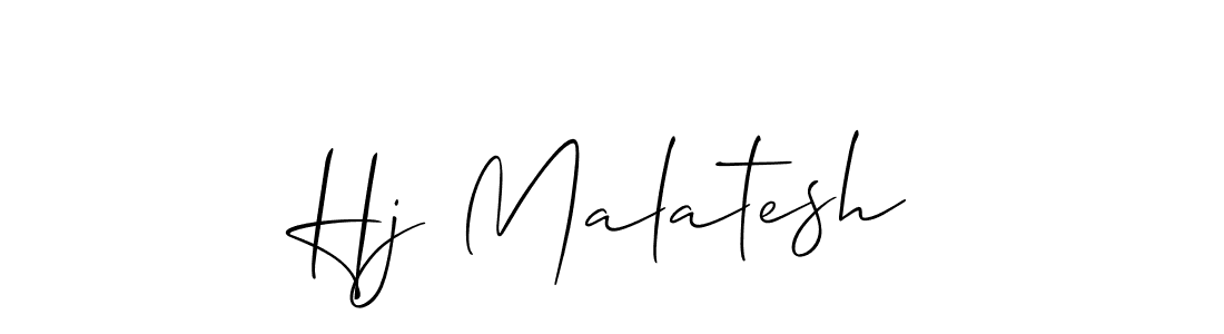 Create a beautiful signature design for name Hj Malatesh. With this signature (Allison_Script) fonts, you can make a handwritten signature for free. Hj Malatesh signature style 2 images and pictures png
