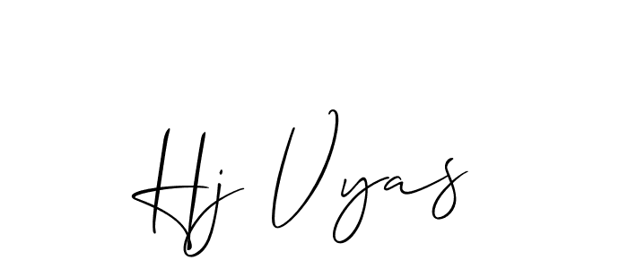 Make a beautiful signature design for name Hj Vyas. With this signature (Allison_Script) style, you can create a handwritten signature for free. Hj Vyas signature style 2 images and pictures png