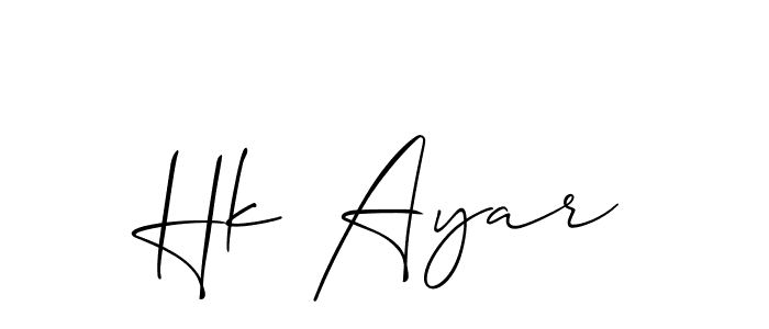 How to make Hk Ayar name signature. Use Allison_Script style for creating short signs online. This is the latest handwritten sign. Hk Ayar signature style 2 images and pictures png