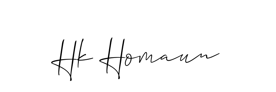 Allison_Script is a professional signature style that is perfect for those who want to add a touch of class to their signature. It is also a great choice for those who want to make their signature more unique. Get Hk Homaun name to fancy signature for free. Hk Homaun signature style 2 images and pictures png