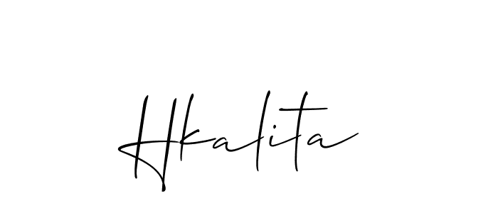 The best way (Allison_Script) to make a short signature is to pick only two or three words in your name. The name Hkalita include a total of six letters. For converting this name. Hkalita signature style 2 images and pictures png