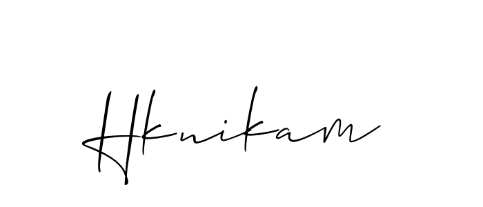 Make a short Hknikam signature style. Manage your documents anywhere anytime using Allison_Script. Create and add eSignatures, submit forms, share and send files easily. Hknikam signature style 2 images and pictures png