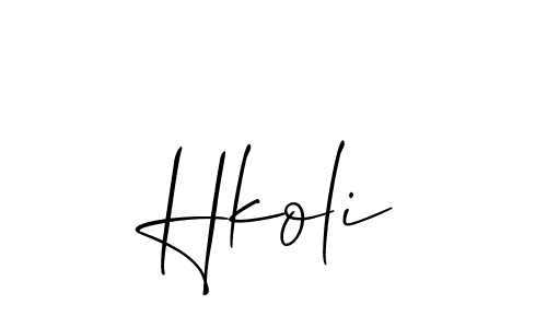 The best way (Allison_Script) to make a short signature is to pick only two or three words in your name. The name Hkoli include a total of six letters. For converting this name. Hkoli signature style 2 images and pictures png