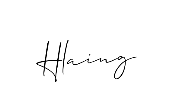 if you are searching for the best signature style for your name Hlaing. so please give up your signature search. here we have designed multiple signature styles  using Allison_Script. Hlaing signature style 2 images and pictures png