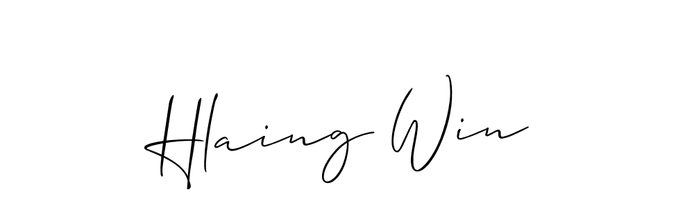 Create a beautiful signature design for name Hlaing Win. With this signature (Allison_Script) fonts, you can make a handwritten signature for free. Hlaing Win signature style 2 images and pictures png