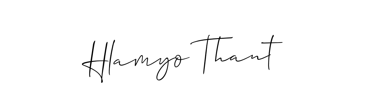 Also You can easily find your signature by using the search form. We will create Hlamyo Thant name handwritten signature images for you free of cost using Allison_Script sign style. Hlamyo Thant signature style 2 images and pictures png