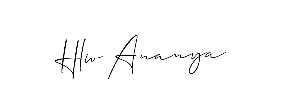 Use a signature maker to create a handwritten signature online. With this signature software, you can design (Allison_Script) your own signature for name Hlw Ananya. Hlw Ananya signature style 2 images and pictures png