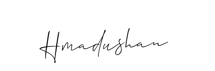 if you are searching for the best signature style for your name Hmadushan. so please give up your signature search. here we have designed multiple signature styles  using Allison_Script. Hmadushan signature style 2 images and pictures png