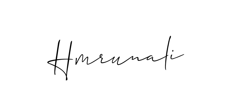 How to make Hmrunali name signature. Use Allison_Script style for creating short signs online. This is the latest handwritten sign. Hmrunali signature style 2 images and pictures png