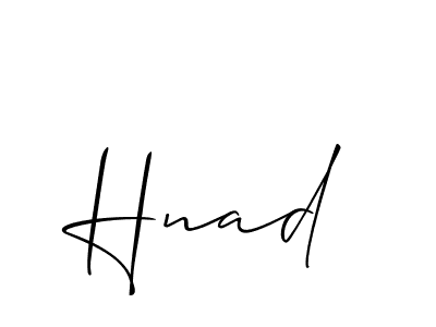 Use a signature maker to create a handwritten signature online. With this signature software, you can design (Allison_Script) your own signature for name Hnad. Hnad signature style 2 images and pictures png