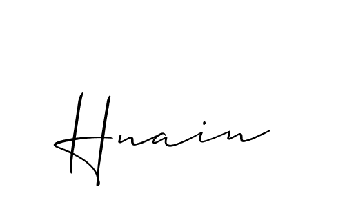 Design your own signature with our free online signature maker. With this signature software, you can create a handwritten (Allison_Script) signature for name Hnain. Hnain signature style 2 images and pictures png