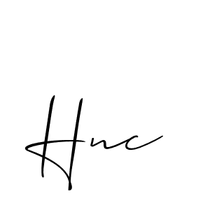 Design your own signature with our free online signature maker. With this signature software, you can create a handwritten (Allison_Script) signature for name Hnc. Hnc signature style 2 images and pictures png