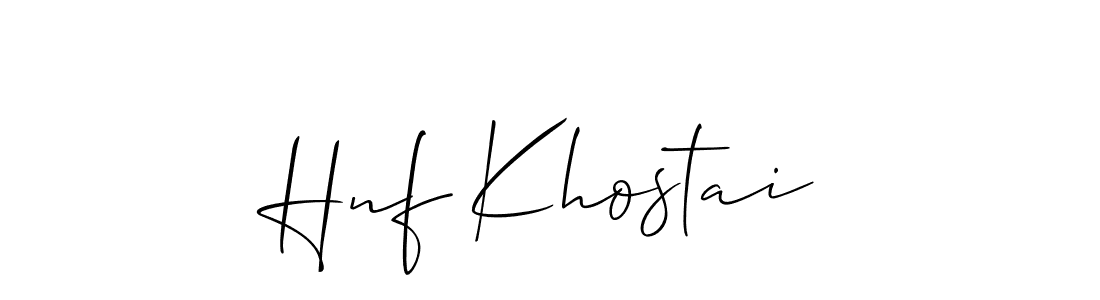 How to Draw Hnf Khostai signature style? Allison_Script is a latest design signature styles for name Hnf Khostai. Hnf Khostai signature style 2 images and pictures png