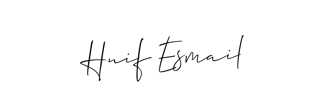 Use a signature maker to create a handwritten signature online. With this signature software, you can design (Allison_Script) your own signature for name Hnif Esmail. Hnif Esmail signature style 2 images and pictures png