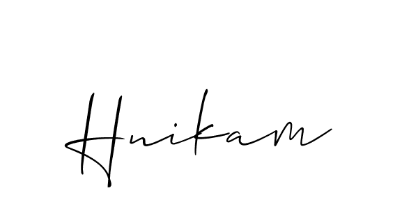 Use a signature maker to create a handwritten signature online. With this signature software, you can design (Allison_Script) your own signature for name Hnikam. Hnikam signature style 2 images and pictures png