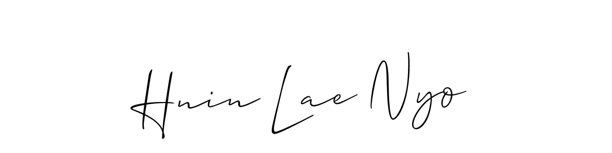 Create a beautiful signature design for name Hnin Lae Nyo. With this signature (Allison_Script) fonts, you can make a handwritten signature for free. Hnin Lae Nyo signature style 2 images and pictures png