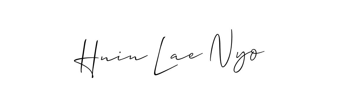 You should practise on your own different ways (Allison_Script) to write your name (Hnin Lae Nyo) in signature. don't let someone else do it for you. Hnin Lae Nyo signature style 2 images and pictures png