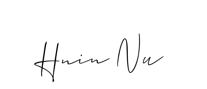 Make a beautiful signature design for name Hnin Nu. With this signature (Allison_Script) style, you can create a handwritten signature for free. Hnin Nu signature style 2 images and pictures png