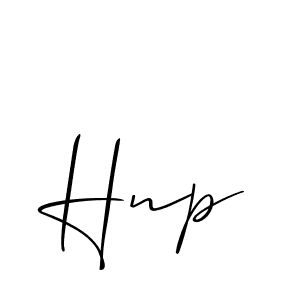 Design your own signature with our free online signature maker. With this signature software, you can create a handwritten (Allison_Script) signature for name Hnp. Hnp signature style 2 images and pictures png