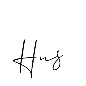 Make a beautiful signature design for name Hns. With this signature (Allison_Script) style, you can create a handwritten signature for free. Hns signature style 2 images and pictures png