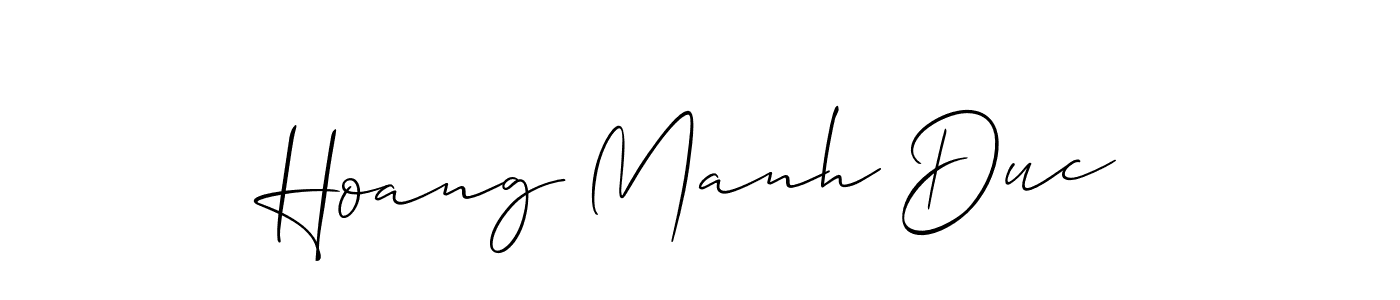 You should practise on your own different ways (Allison_Script) to write your name (Hoang Manh Duc) in signature. don't let someone else do it for you. Hoang Manh Duc signature style 2 images and pictures png