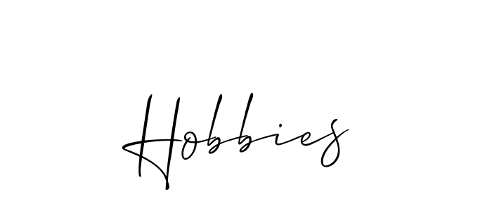 if you are searching for the best signature style for your name Hobbies. so please give up your signature search. here we have designed multiple signature styles  using Allison_Script. Hobbies signature style 2 images and pictures png