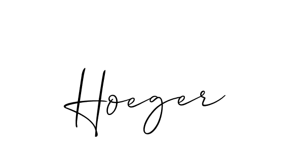 Make a beautiful signature design for name Hoeger. With this signature (Allison_Script) style, you can create a handwritten signature for free. Hoeger signature style 2 images and pictures png