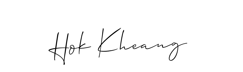How to Draw Hok Kheang signature style? Allison_Script is a latest design signature styles for name Hok Kheang. Hok Kheang signature style 2 images and pictures png