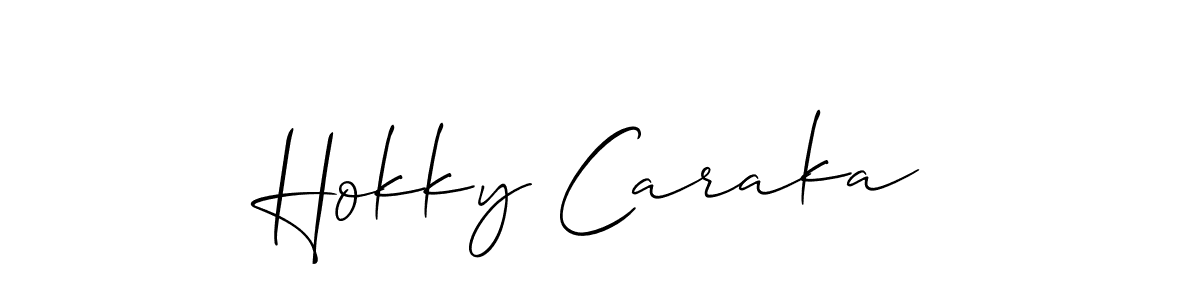 Use a signature maker to create a handwritten signature online. With this signature software, you can design (Allison_Script) your own signature for name Hokky Caraka. Hokky Caraka signature style 2 images and pictures png