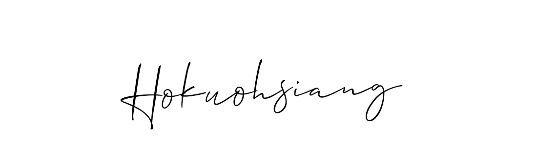 How to make Hokuohsiang name signature. Use Allison_Script style for creating short signs online. This is the latest handwritten sign. Hokuohsiang signature style 2 images and pictures png