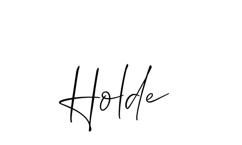 The best way (Allison_Script) to make a short signature is to pick only two or three words in your name. The name Holde include a total of six letters. For converting this name. Holde signature style 2 images and pictures png