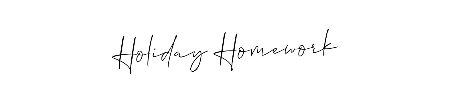 The best way (Allison_Script) to make a short signature is to pick only two or three words in your name. The name Holiday Homework include a total of six letters. For converting this name. Holiday Homework signature style 2 images and pictures png
