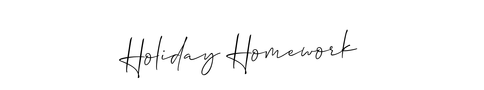 Allison_Script is a professional signature style that is perfect for those who want to add a touch of class to their signature. It is also a great choice for those who want to make their signature more unique. Get Holiday Homework name to fancy signature for free. Holiday Homework signature style 2 images and pictures png