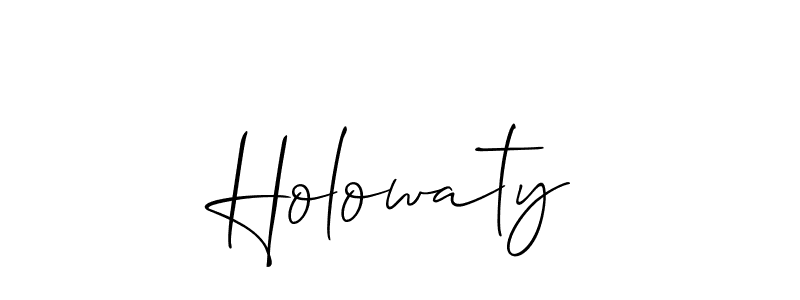 Make a short Holowaty signature style. Manage your documents anywhere anytime using Allison_Script. Create and add eSignatures, submit forms, share and send files easily. Holowaty signature style 2 images and pictures png