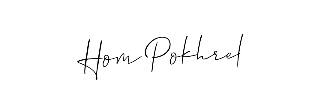 How to make Hom Pokhrel name signature. Use Allison_Script style for creating short signs online. This is the latest handwritten sign. Hom Pokhrel signature style 2 images and pictures png