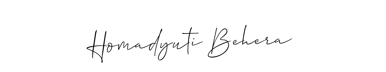 How to Draw Homadyuti Behera signature style? Allison_Script is a latest design signature styles for name Homadyuti Behera. Homadyuti Behera signature style 2 images and pictures png