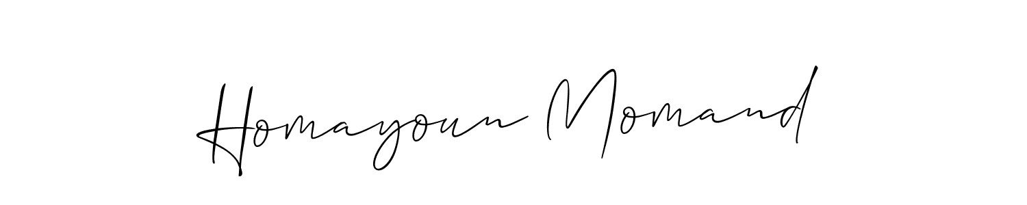 How to make Homayoun Momand name signature. Use Allison_Script style for creating short signs online. This is the latest handwritten sign. Homayoun Momand signature style 2 images and pictures png