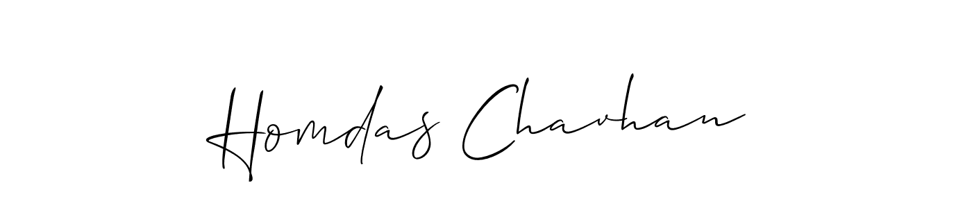 How to make Homdas Chavhan name signature. Use Allison_Script style for creating short signs online. This is the latest handwritten sign. Homdas Chavhan signature style 2 images and pictures png