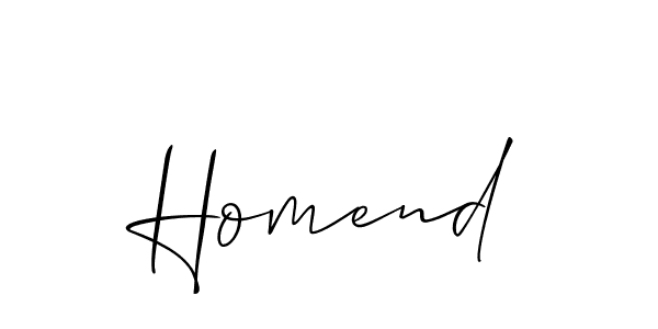 if you are searching for the best signature style for your name Homend. so please give up your signature search. here we have designed multiple signature styles  using Allison_Script. Homend signature style 2 images and pictures png