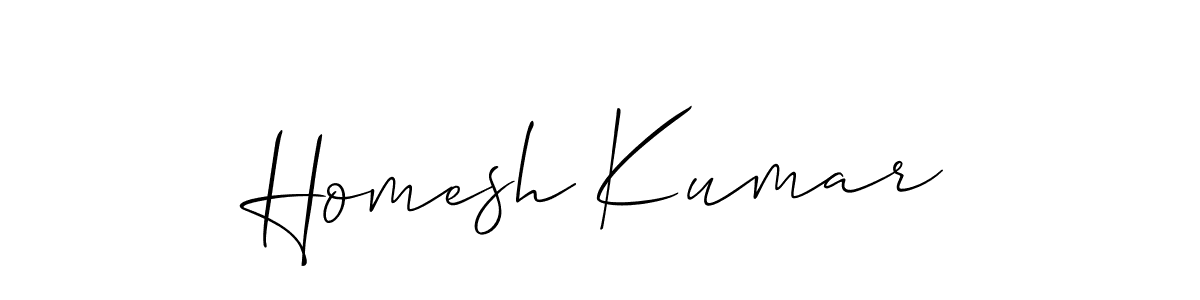 Also You can easily find your signature by using the search form. We will create Homesh Kumar name handwritten signature images for you free of cost using Allison_Script sign style. Homesh Kumar signature style 2 images and pictures png