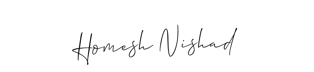 Use a signature maker to create a handwritten signature online. With this signature software, you can design (Allison_Script) your own signature for name Homesh Nishad. Homesh Nishad signature style 2 images and pictures png